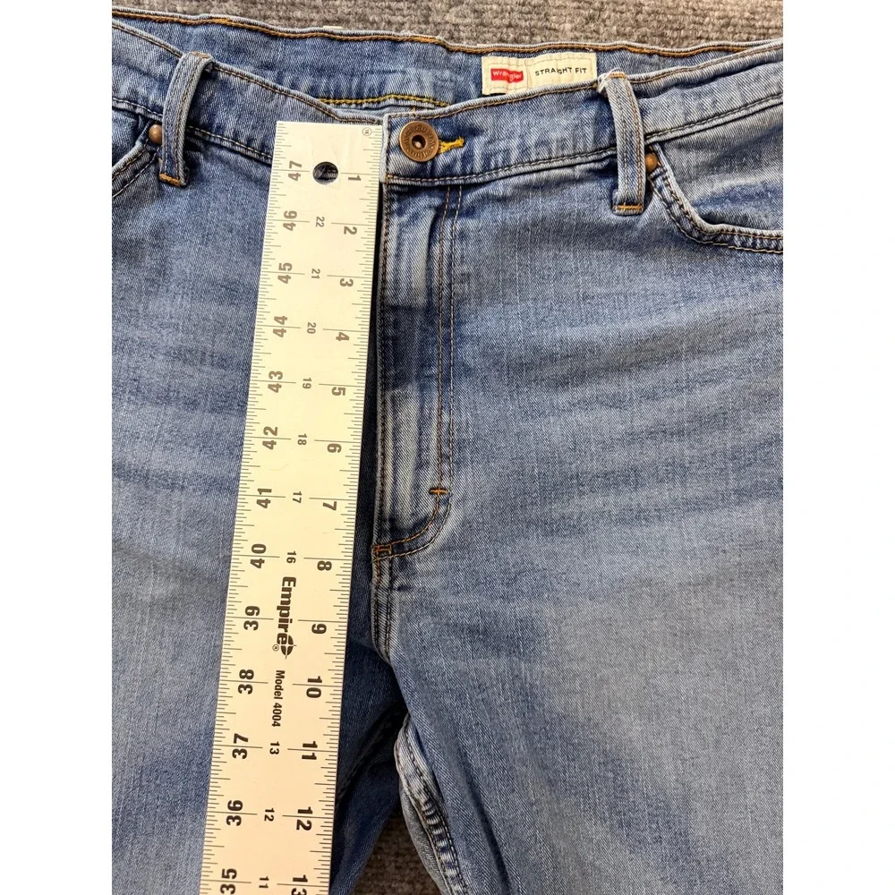 Wrangler Straight‎ Fit Mens Jeans 36x32 Light Wash Premium Denim Pants